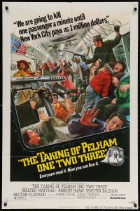 3t850 TAKING OF PELHAM ONE TWO THREE 1sh 1974 cool subway train hijack art by Mort Kunstler!