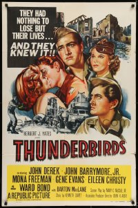 3t873 THUNDERBIRDS 1sh 1952 cool art of John Derek & John Barrymore!