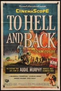 3t886 TO HELL & BACK 1sh 1955 Audie Murphy's life story as soldier in World War II, Reynold Brown art