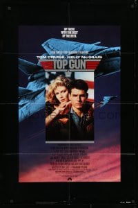 3t894 TOP GUN 1sh 1986 great image of Tom Cruise & Kelly McGillis, Navy fighter jets!