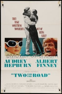 3t915 TWO FOR THE ROAD 1sh 1967 Audrey Hepburn & Albert Finney embrace, directed by Stanley Donen!