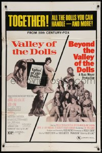 3t927 VALLEY OF THE DOLLS/BEYOND THE VALLEY OF THE DOLLS 1sh 1971 Russ Meyer, sex double-bill!