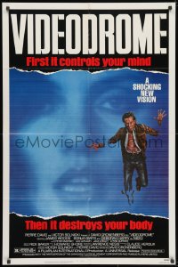 3t933 VIDEODROME 1sh 1983 David Cronenberg, James Woods, huge c/u of Debbie Harry, sci-fi!