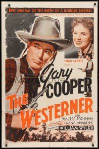 3t956 WESTERNER 1sh R1954 William Wyler directed, Gary Cooper, Dana Andrews, Walter Brennan!