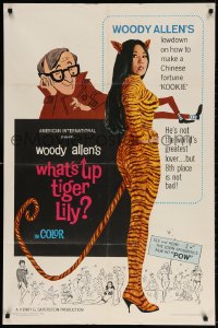 3t960 WHAT'S UP TIGER LILY 1sh 1966 wacky Woody Allen Japanese spy spoof with dubbed dialog!