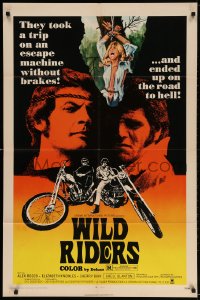 3t968 WILD RIDERS 1sh 1971 Alex Rocco & another biker end up on the road to Hell!