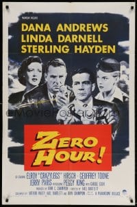 3t996 ZERO HOUR 1sh 1957 Dana Andrews, Linda Darnell, Sterling Hayden, parodied in Airplane!