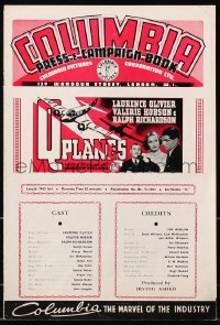 3w005 CLOUDS OVER EUROPE English pressbook 1939 Laurence Olivier, Valerie Hobson, Q Planes, rare!