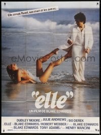 3w439 '10' French 1p 1979 Blake Edwards, best image of Dudley Moore & sexy Bo Derek on beach!