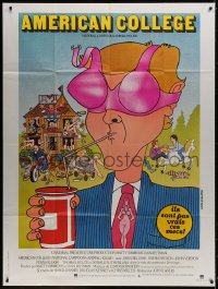 3w463 ANIMAL HOUSE French 1p 1978 John Landis, different art by Lynch Guillotin, American College!