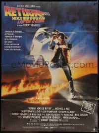 3w480 BACK TO THE FUTURE French 1p 1985 Zemeckis, art of Michael J. Fox & Delorean by Drew Struzan!