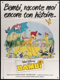 3w485 BAMBI French 1p R1980s Walt Disney cartoon deer classic, great art with Thumper & Flower!