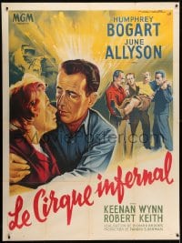 3w489 BATTLE CIRCUS French 1p 1953 different Soubie art of Humphrey Bogart & June Allyson, rare!