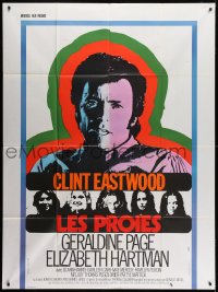 3w494 BEGUILED French 1p 1971 different close up of Clint Eastwood with colorful outline!