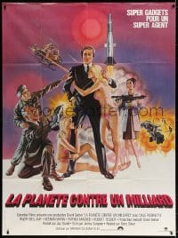 3w503 BILLION DOLLAR THREAT French 1p 1979 art of spy Dale Robinette with sexy blondes in bikinis!