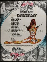 3w542 CASINO ROYALE French 1p 1967 Bond spy spoof, sexy psychedelic Kerfyser art + photo montage!
