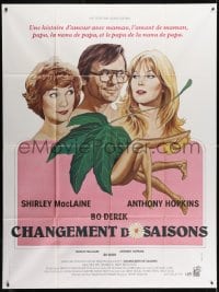 3w547 CHANGE OF SEASONS French 1p 1981 Grello art of Bo Derek, Shirley MacLaine & Anthony Hopkins!