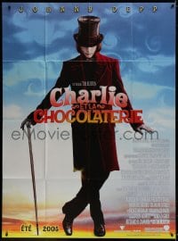 3w548 CHARLIE & THE CHOCOLATE FACTORY advance French 1p 2005 Tim Burton, Johnny Depp as Willy Wonka!