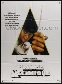 3w559 CLOCKWORK ORANGE French 1p R1990s Stanley Kubrick classic, Castle art of Malcolm McDowell!