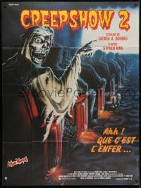 3w571 CREEPSHOW 2 French 1p 1987 Tom Savini, great Winters artwork of skeleton Creep in theater!