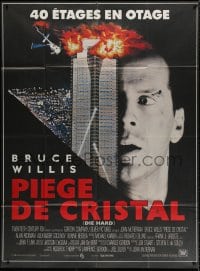 3w595 DIE HARD French 1p 1988 cop Bruce Willis is up against twelve terrorists, crime classic!