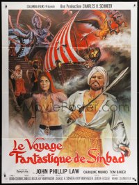 3w655 GOLDEN VOYAGE OF SINBAD French 1p 1975 Ray Harryhausen, cool different fantasy art!