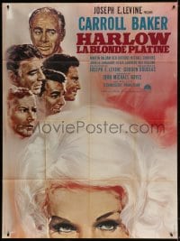 3w678 HARLOW French 1p 1965 different Landi art of Carroll Baker as the Hollywood legend!
