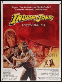 3w712 INDIANA JONES & THE TEMPLE OF DOOM French 1p 1984 completely different art by Michel Jouin!