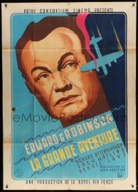 3w725 JOURNEY TOGETHER French 1p 1946 art of Edward G. Robinson & airplane in WWII, ultra rare!