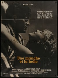 3w736 KISS FOR A KILLER French 1p 1957 c/u of sexy Mylene Demongeot & Henri Vidal!