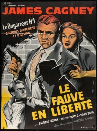 3w738 KISS TOMORROW GOODBYE French 1p R1950s different Bohle art of James Cagney & Barbara Payton!