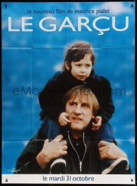 3w751 LE GARCU teaser French 1p 1995 close up of Gerard Depardieu with kid on his shoulders!