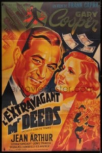 3w812 MR. DEEDS GOES TO TOWN French 1p R1987 best art of Gary Cooper & Jean Arthur, Frank Capra