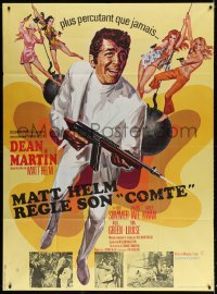 3w988 WRECKING CREW French 1p 1969 different art of Dean Martin as Matt Helm with sexy spy babes!