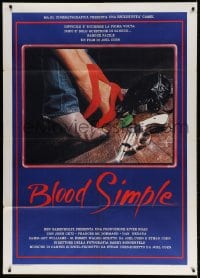 3w228 BLOOD SIMPLE Italian 1p 1985 Joel & Ethan Coen, Frances McDormand, cool film noir gun image!