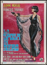3w233 BRIDE WORE BLACK Italian 1p 1968 Francois Truffaut, art of Jeanne Moreau with gun by Colizzi!