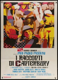 3w240 CANTERBURY TALES Italian 1p 1971 Pier Paolo Pasolini, different colorful art by Symeoni!