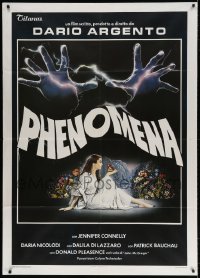 3w251 CREEPERS Italian 1p 1985 Dario Argento's Phenomena, best art of Jennifer Connelly by Sciotti!