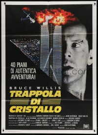 3w262 DIE HARD Italian 1p 1988 cop Bruce Willis is up against twelve terrorists, crime classic!