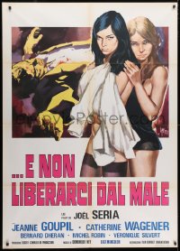 3w267 DON'T DELIVER US FROM EVIL Italian 1p 1971 Symeoni art of sexy bad girls over male victim!