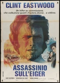 3w273 EIGER SANCTION Italian 1p 1975 different artwork of Clint Eastwood by Jean Mascii!
