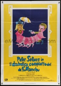 3w283 FIENDISH PLOT OF DR. FU MANCHU Italian 1p 1980 different Bourduge art of Asian Peter Sellers!