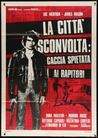 3w312 KIDNAP SYNDICATE Italian 1p 1975 full-length Luc Merenda in leather jacket with machine gun!