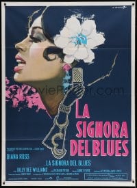 3w318 LADY SINGS THE BLUES Italian 1p 1973 great Cesselon art of Diana Ross as Billie Holiday!