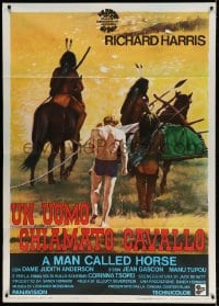3w339 MAN CALLED HORSE Italian 1p 1970 different art of Sioux Native American Indian Richard Harris