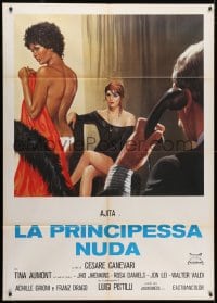 3w355 NUDE PRINCESS Italian 1p 1976 great sexy art of nearly naked Ajita Wilson & Tina Aumont!