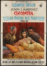 3w110 CLEOPATRA Italian 2p 1964 Elizabeth Taylor, Richard Burton, Rex Harrison, Terpning art!