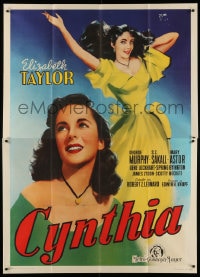 3w117 CYNTHIA Italian 2p 1949 different art of sexy Elizabeth Taylor c/u & full-length, very rare!