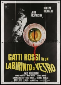 3w126 EYEBALL Italian 2p 1974 Umberto Lenzi, Casaro art creepy bleeding eye & terrified girl!