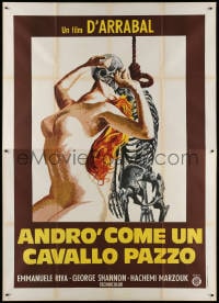 3w139 I WILL WALK LIKE A CRAZY HORSE Italian 2p 1975 wild art of naked woman & hanging skeleton!